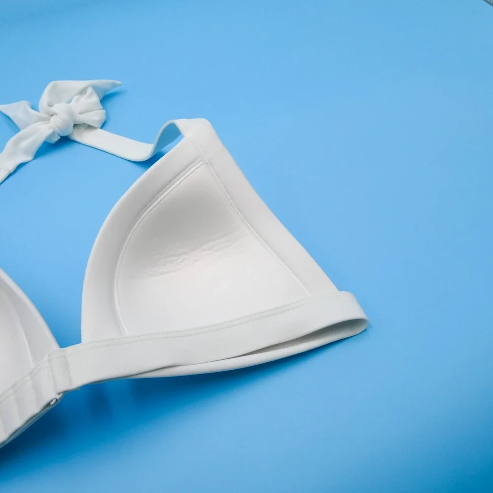 Victorias Secret Large White Triangle Padded Halter Push-up Bikini‎ Top Swimwear